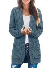 Damen Langarm Zopfstrick Cardigan Pullover