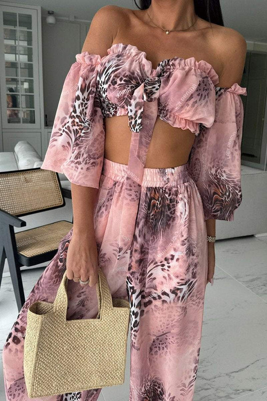 Bedruckter Chiffon-Freizeitanzug für Damen