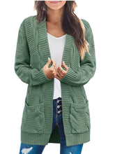 Damen Langarm Zopfstrick Cardigan Pullover