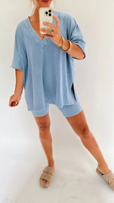 Sommerliches gewaschenes Set für Damen (2 kaufen, kostenloser Versand)