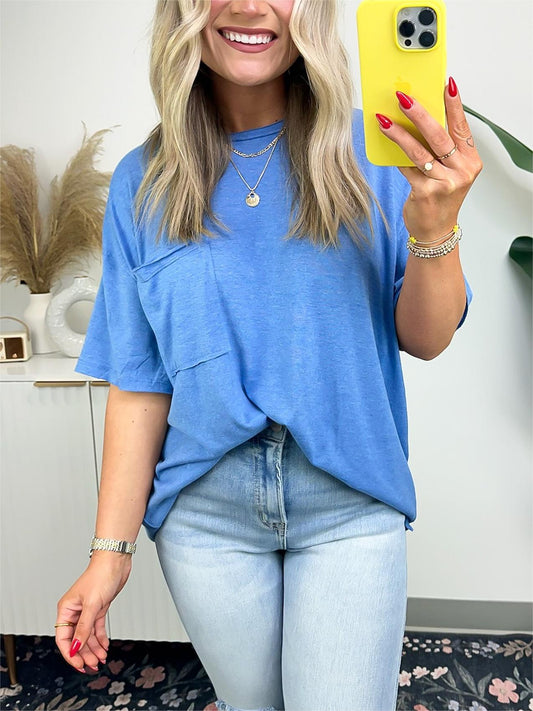 Damen-T-Shirt mit offener Kante, kastenförmiger Schnitt (3 kaufen, kostenloser Versand)
