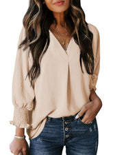Damen lässige 3/4-Arm V-Ausschnitt Basic-Oberteile (3 kaufen, kostenloser Versand)