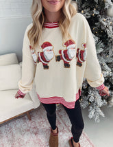 Damen Skating Weihnachtsmann Pailletten Pullover (Kaufe 2, Versandkostenfrei)