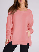 Damen High Low Pullover Sweatshirt mit Seitenschlitzen und Taschen (2 kaufen, kostenloser Versand)