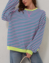 Damen Oversize-Pullover mit Streifen und langen Ärmeln (2 kaufen, kostenloser Versand)