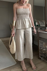 Damen-Set aus unifarbener Bluse und Hose