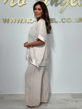 Women's casual, fashionable V-neck suit made of cotton and linen
