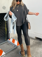 Kurzarm-Oversize-Oberteil mit Washed-Look, Rollärmeln und Nieten (Kaufe 2 und erhalte kostenlosen Versand)
