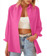 Damen lockerer, lässiger Langarm-Shirt-Cardigan