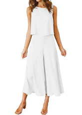 Damen ärmelloses Tank Crop Top und weites, fließendes Hosen-Set (Kaufe 2, versandkostenfrei)