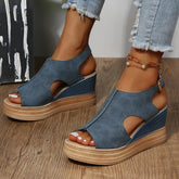 Womens Buckle Platform Sandals