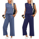 Damen ärmelloses Oberteil & weite Hose 2-teiliges Set