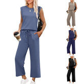 Damen ärmelloses Oberteil & weite Hose 2-teiliges Set