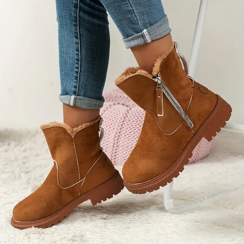 Women's Plush-Lined Ankle Martin Zipper Boots ( BUY 2 FREE SHIPPING )