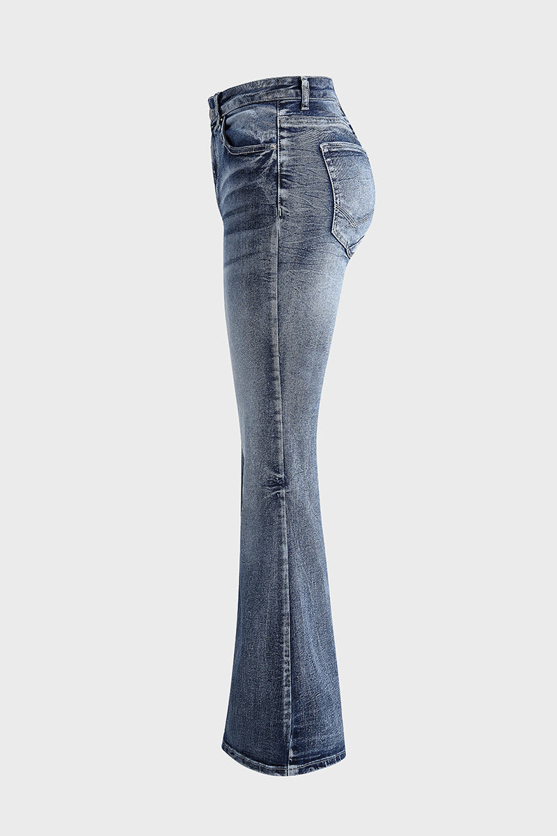 90er Vintage Jeans mit Stickerei und tiefem Bund