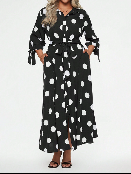 Elegantes, gepunktetes Maxikleid für Damen (2 kaufen, kostenloser Versand)