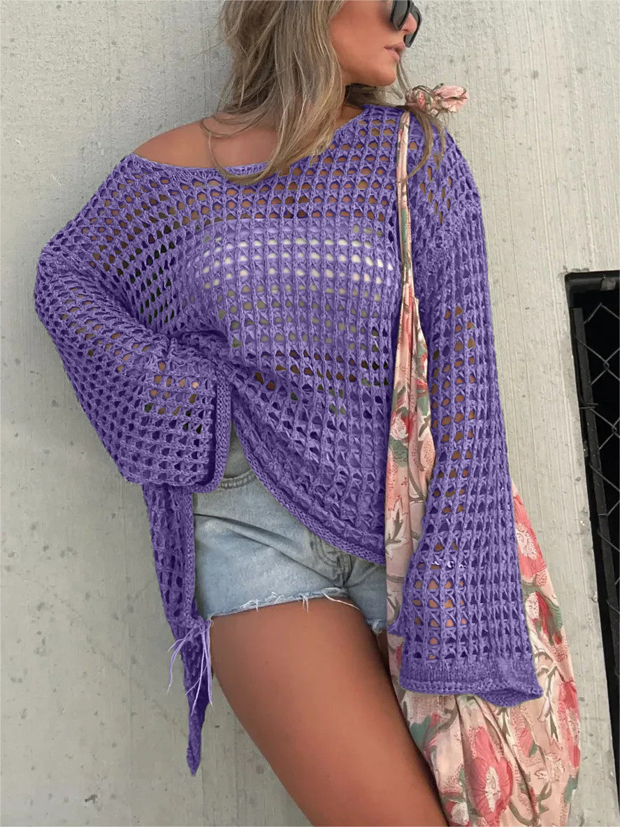 Neue Damen Häkel-Strandkleid mit Aushöhlungen (2 kaufen, kostenloser Versand)
