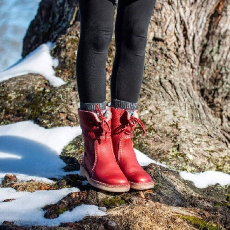 Wasserdichte, wollgefütterte orthopädische Leder-Schneestiefel