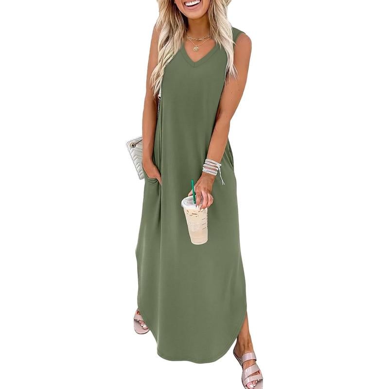 Summer Dresses Maxi Dress Vacation Beach Sundresses with Pockets