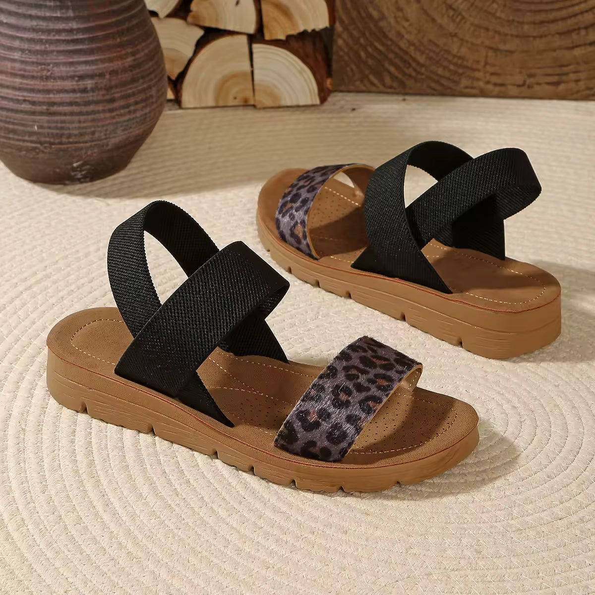 Women’s Elastic Wedge Sandals – Comfortable Summer Walking Shoes