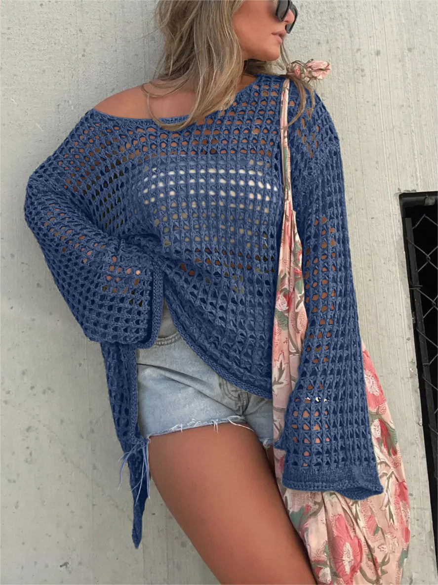 Neue Damen Häkel-Strandkleid mit Aushöhlungen (2 kaufen, kostenloser Versand)