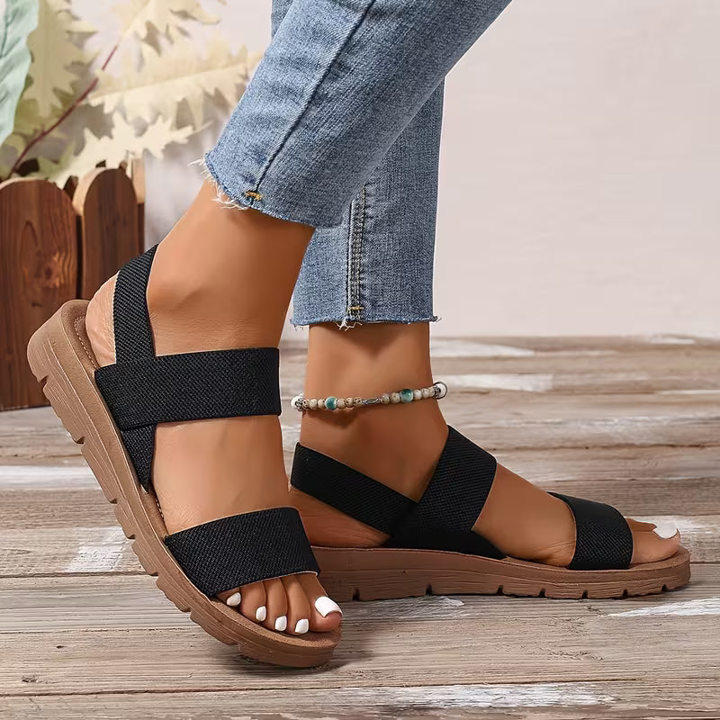 Women’s Elastic Wedge Sandals – Comfortable Summer Walking Shoes