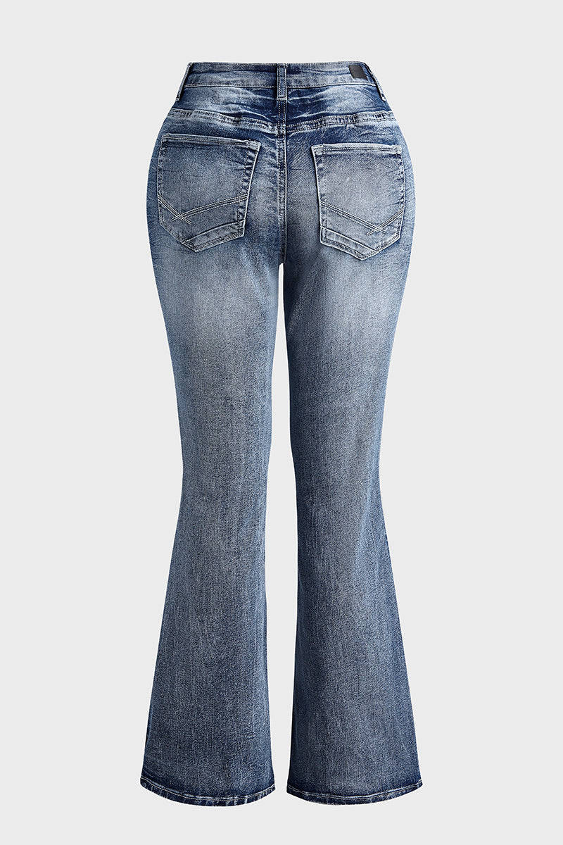 90er Vintage Jeans mit Stickerei und tiefem Bund