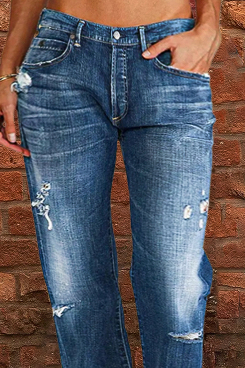 Neue Ripped Low Waist Jeans mit geradem Bein (2 kaufen, Versand gratis)