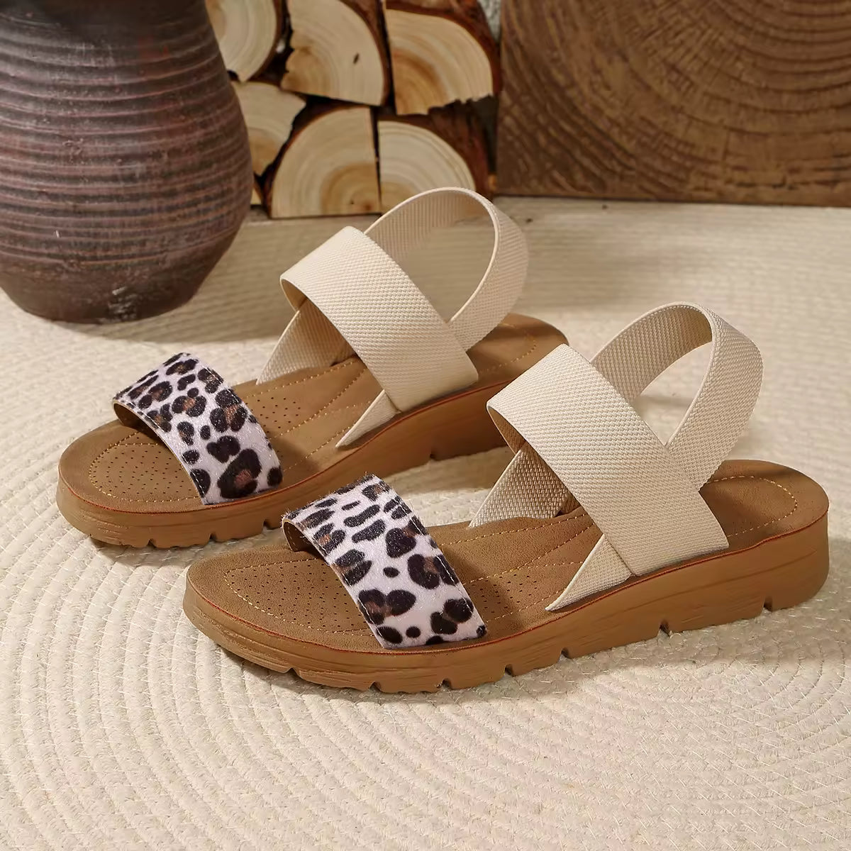 Women’s Elastic Wedge Sandals – Comfortable Summer Walking Shoes