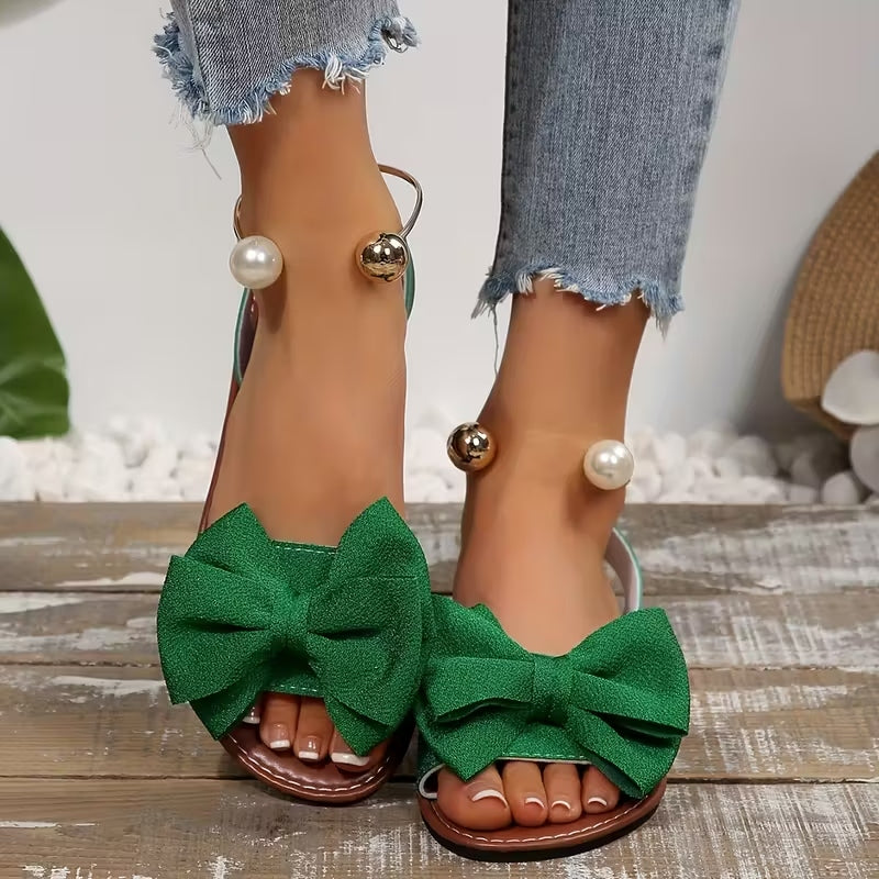 Women’s Bow Flat Sandals – Comfortable Casual Summer Shoes