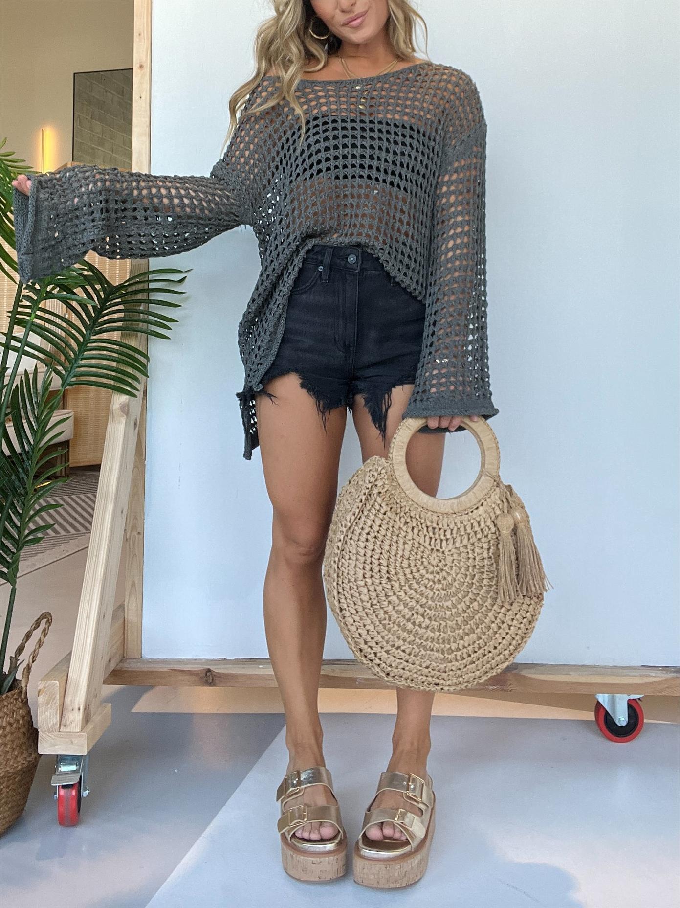 Neue Damen Häkel-Strandkleid mit Aushöhlungen (2 kaufen, kostenloser Versand)