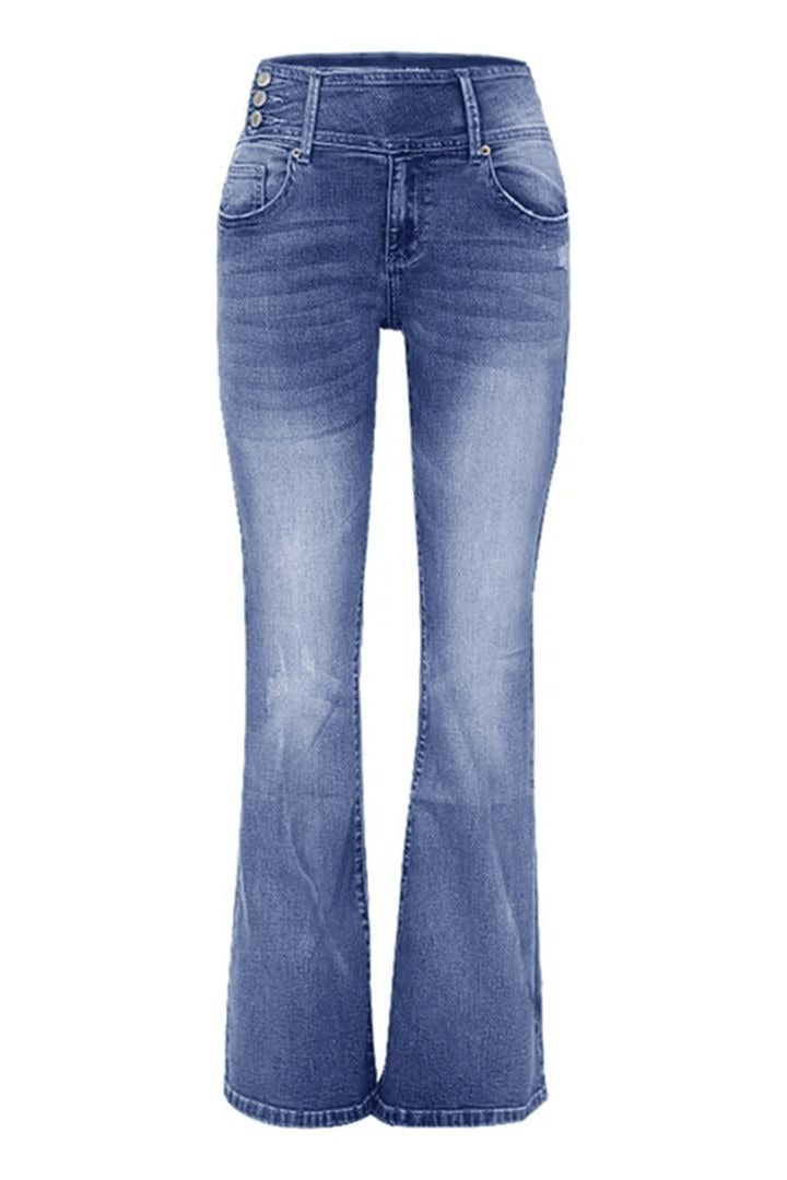 Vintage Knopf Mid Rise Schlagjeans