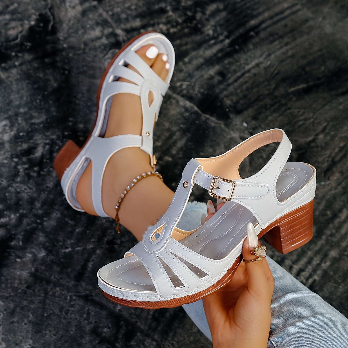 Modische bequeme orthopädische Plateau-Sandalen mit klobigem Absatz