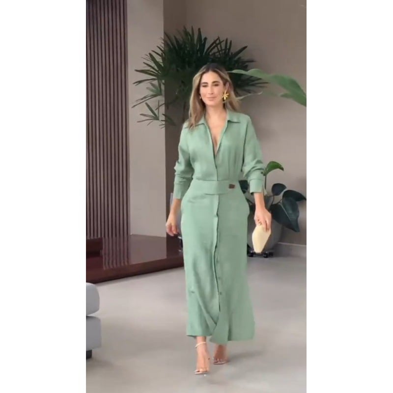 Cotton Linen Maxi Dress – Loose Casual Summer Long Dress
