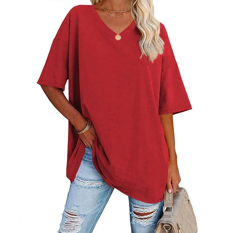 Sommerliches neues Damen-T-Shirt in lockerer Passform (3 kaufen, gratis Versand)