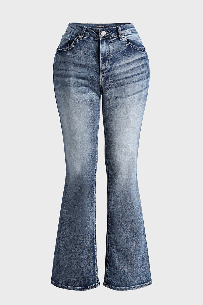 90er Vintage Jeans mit Stickerei und tiefem Bund