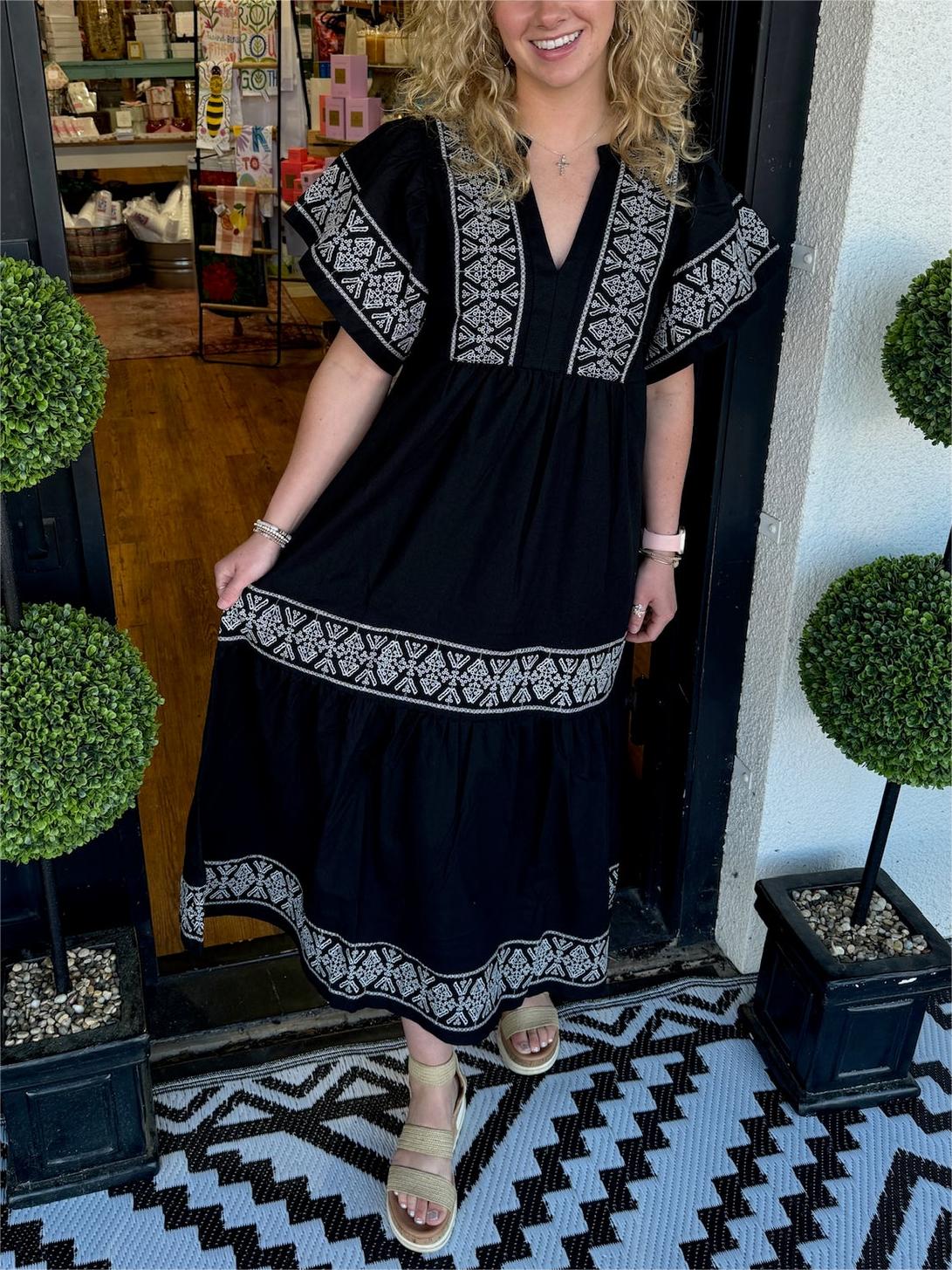 Damen V-Ausschnitt Boho Maxikleid (Kaufe 2, versandkostenfrei)