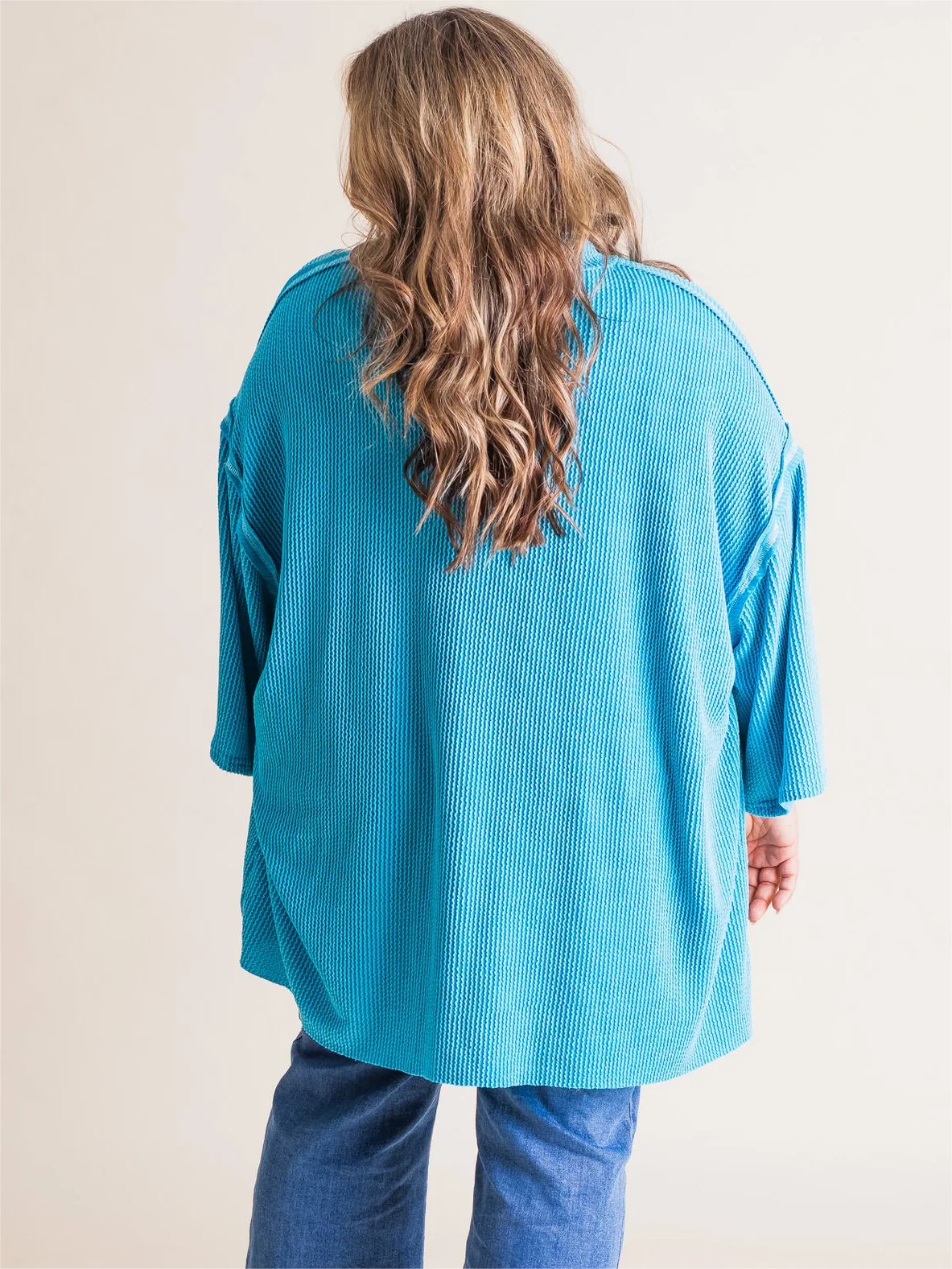 Oversize urbaner Rippstrick-Longpullover mit hohem Kragen (2 kaufen, kostenloser Versand)