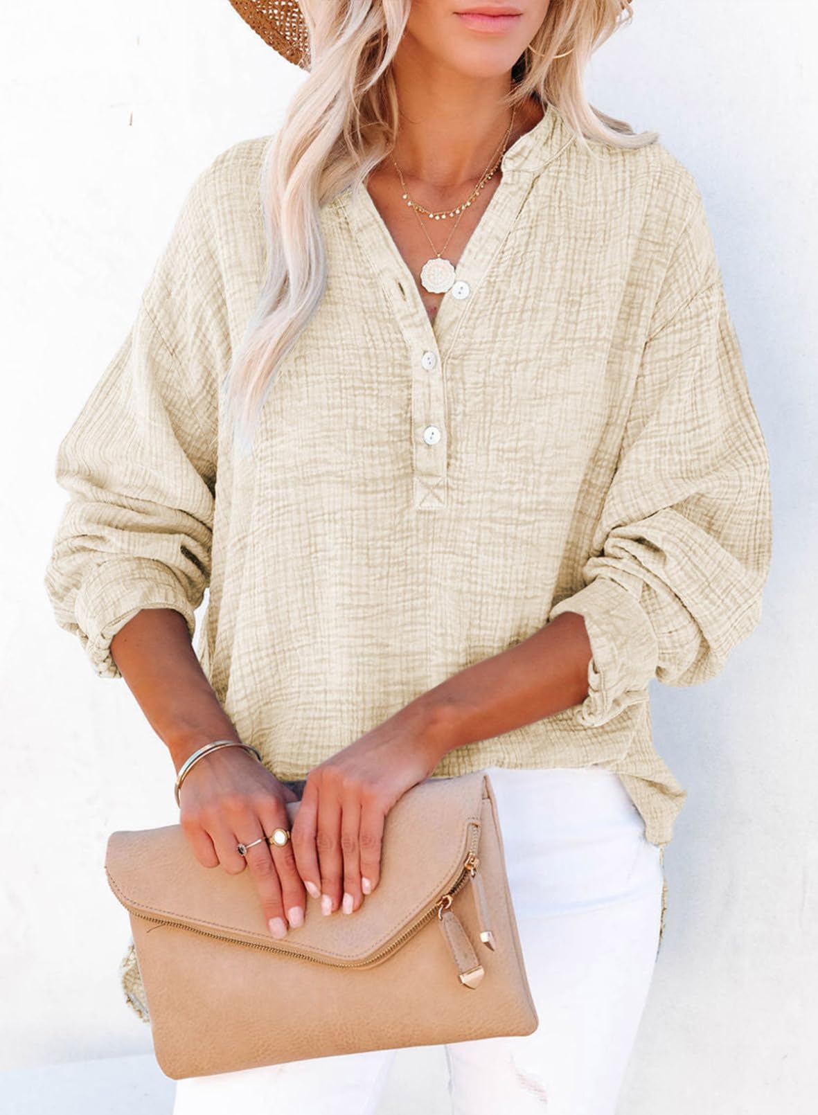 Women's Basic V-Neck Pullover Shirt T-Shirt (Buy 2 Free Shipping)