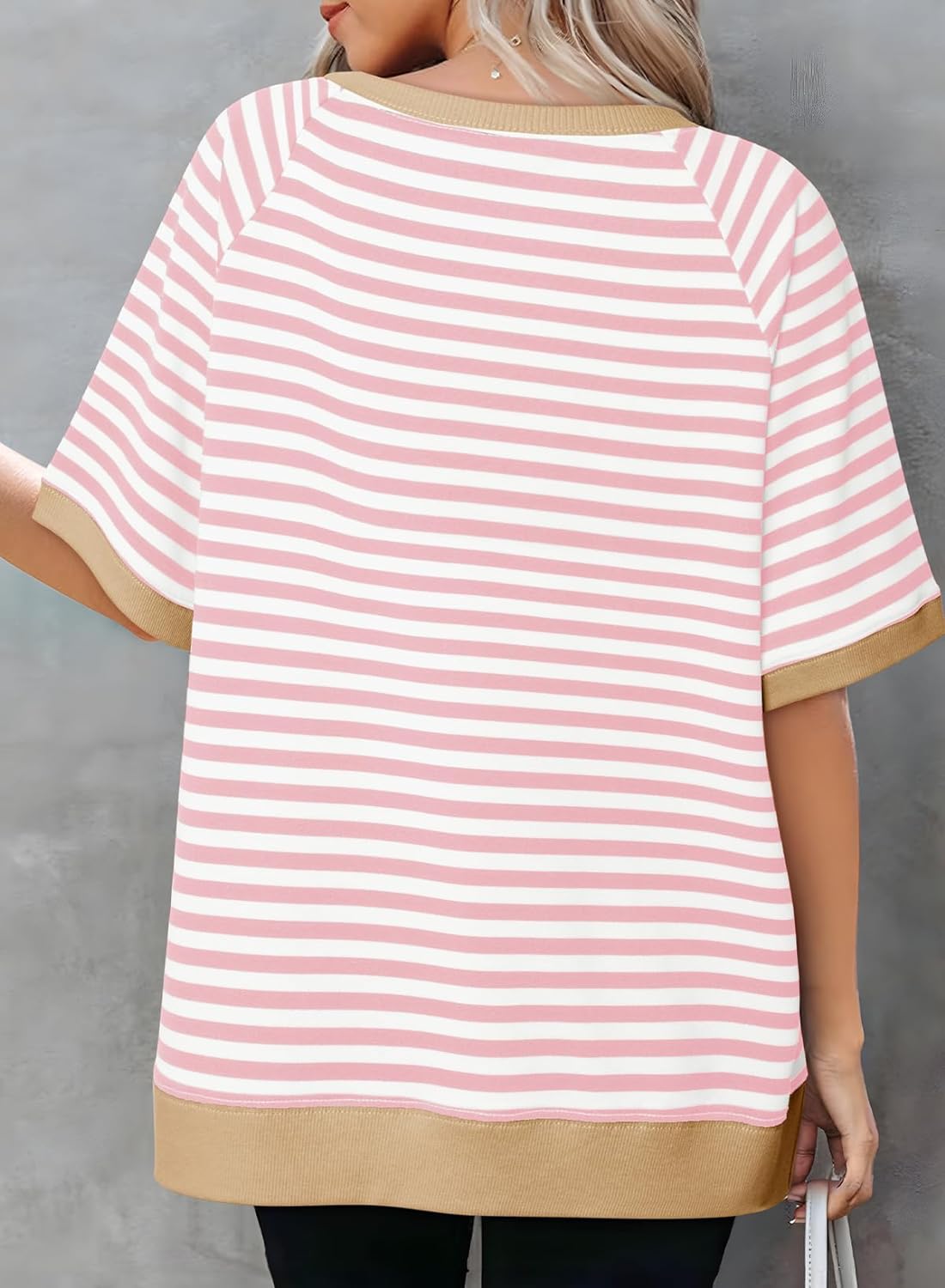 Damen Oversized Gestreifte T-Shirts (3 kaufen, kostenloser Versand)