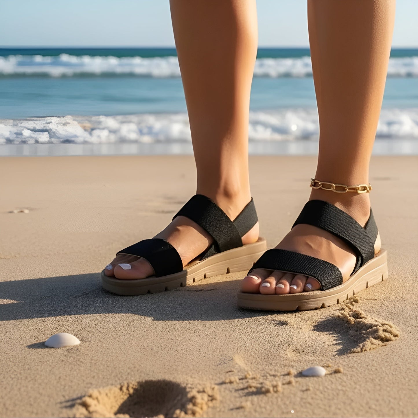 Women’s Elastic Wedge Sandals – Comfortable Summer Walking Shoes