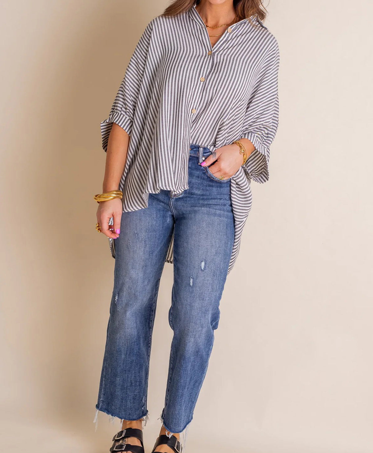 Black Friday Deals - Women's Oversized Striped Button-down Shirt (Buy 2 Free Shipping)