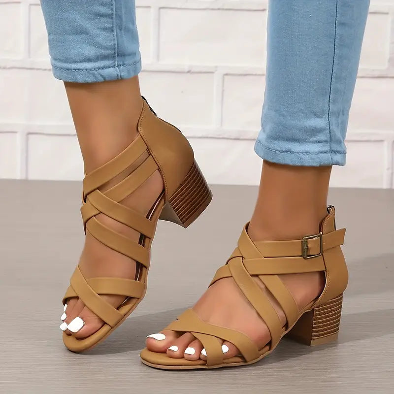 Women's Retro Stacked Heeled Orthopedic Sandals