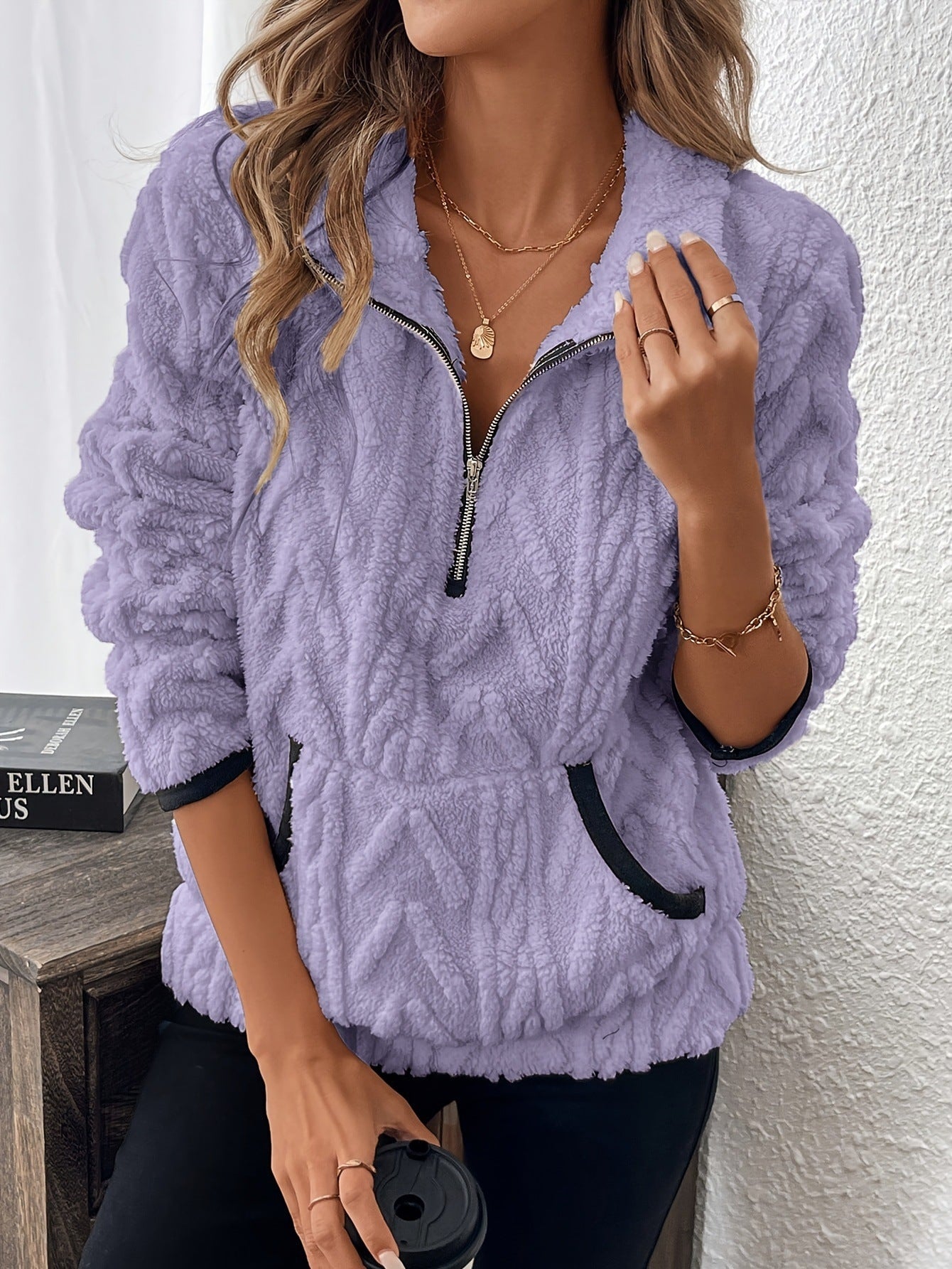 Fleece-Sweatshirt mit halbem Reißverschluss 🍂 | Wolkenweich + Geräumige Taschen – Bequem für Alltag/Freizeit