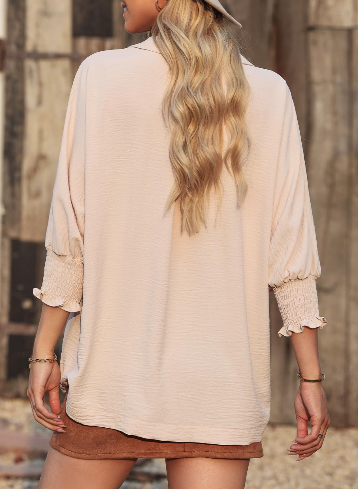 Damen lässige 3/4-Arm V-Ausschnitt Basic-Oberteile (3 kaufen, kostenloser Versand)