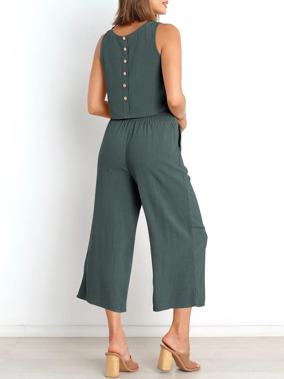 Ärmelloses Sommer-Loungewear-Set mit Taschen