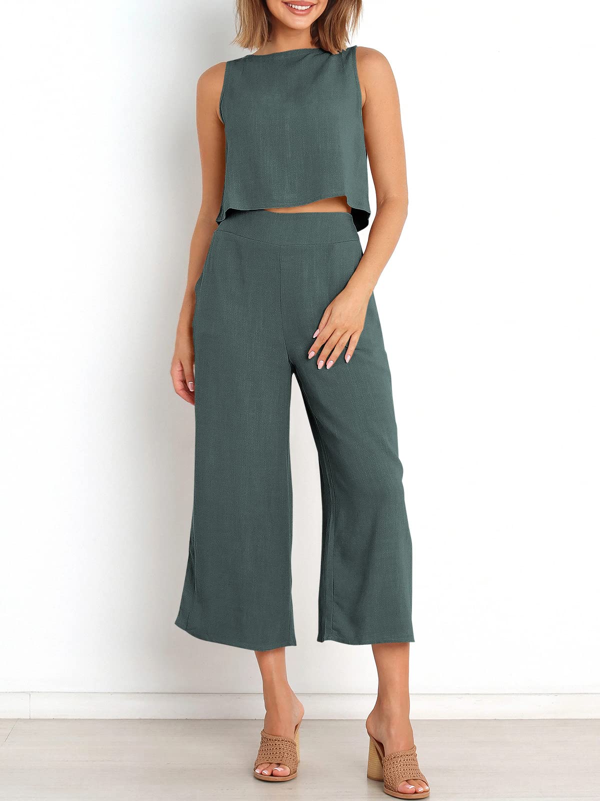 Ärmelloses Sommer-Loungewear-Set mit Taschen
