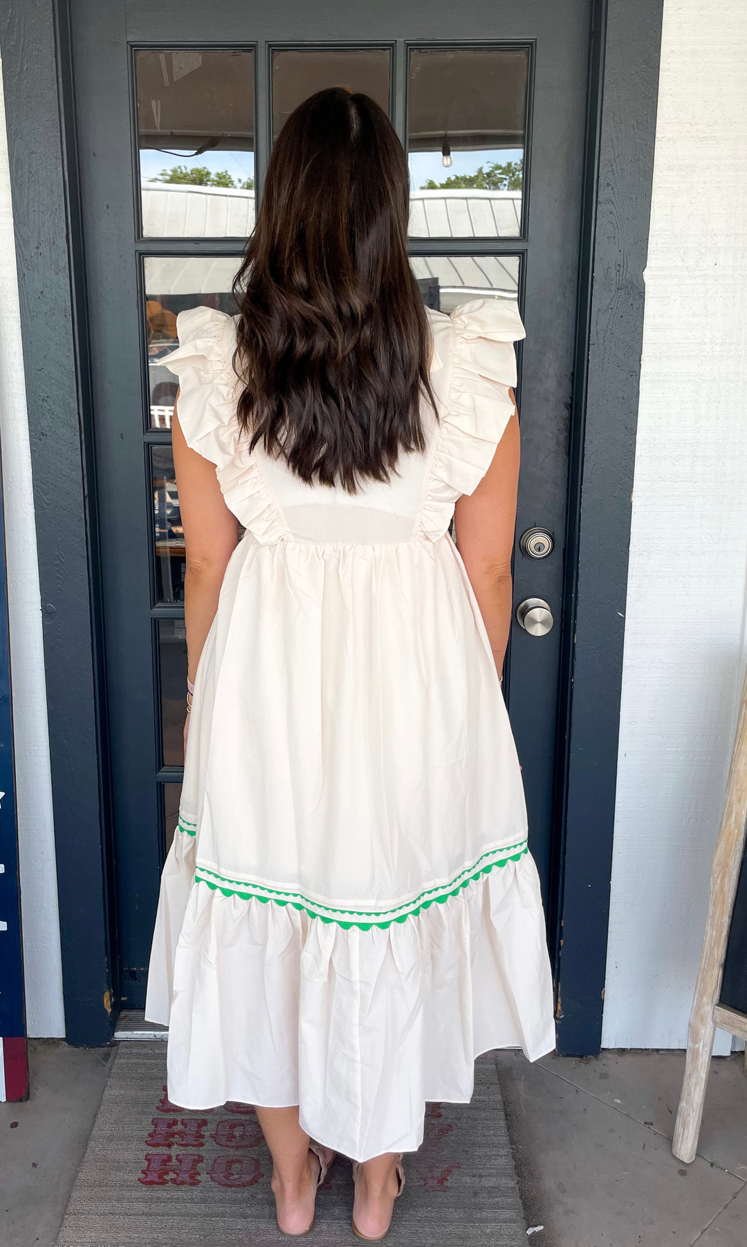 Damen Maxikleid mit V-Ausschnitt und Rüschenärmeln (2 kaufen, kostenloser Versand)