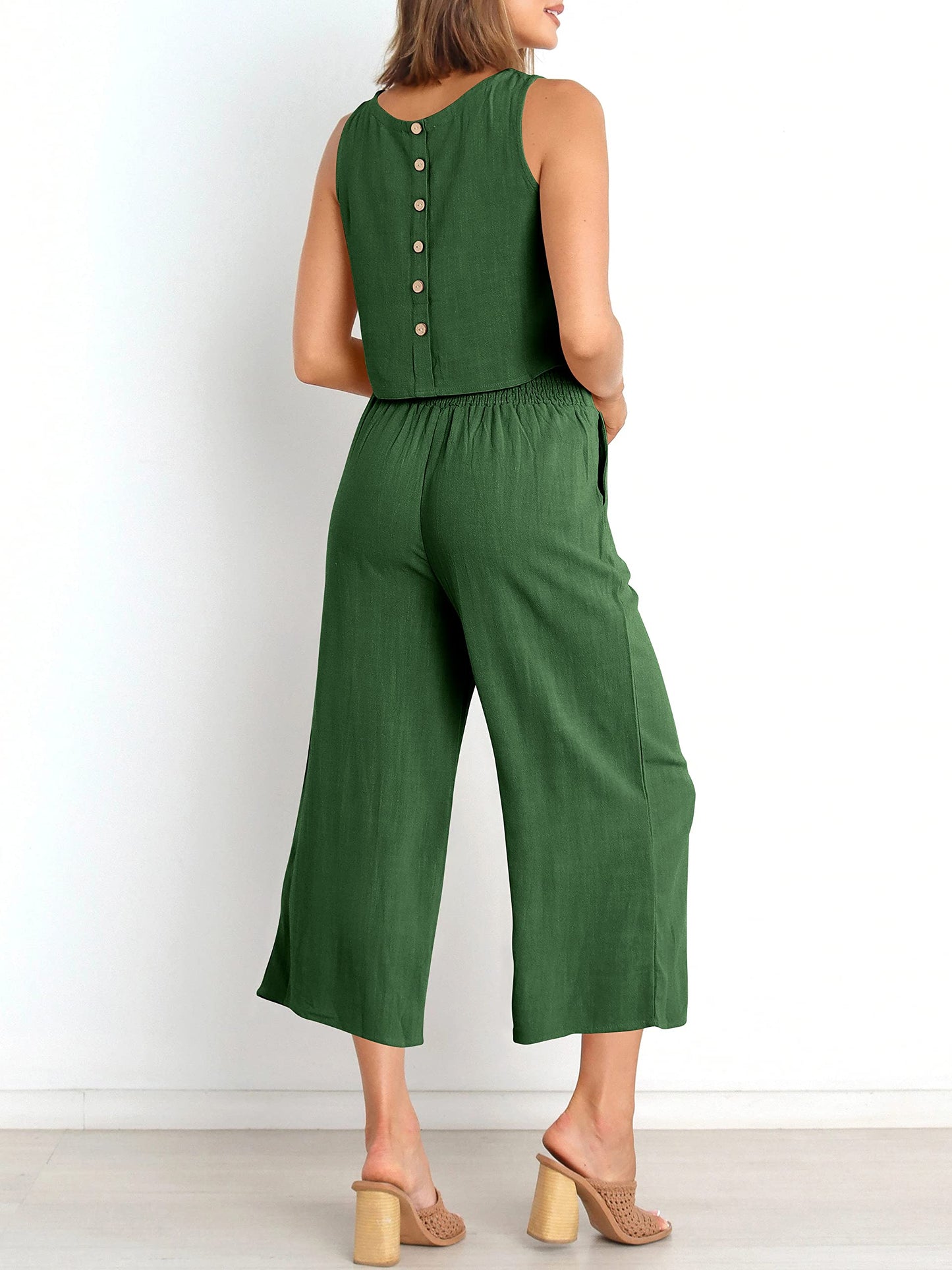 Ärmelloses Sommer-Loungewear-Set mit Taschen