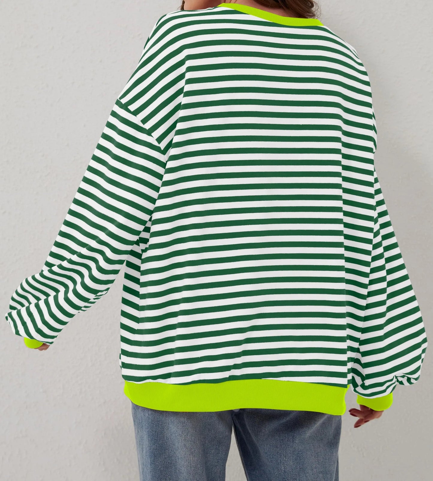 Damen Oversize-Pullover mit Streifen und langen Ärmeln (2 kaufen, kostenloser Versand)